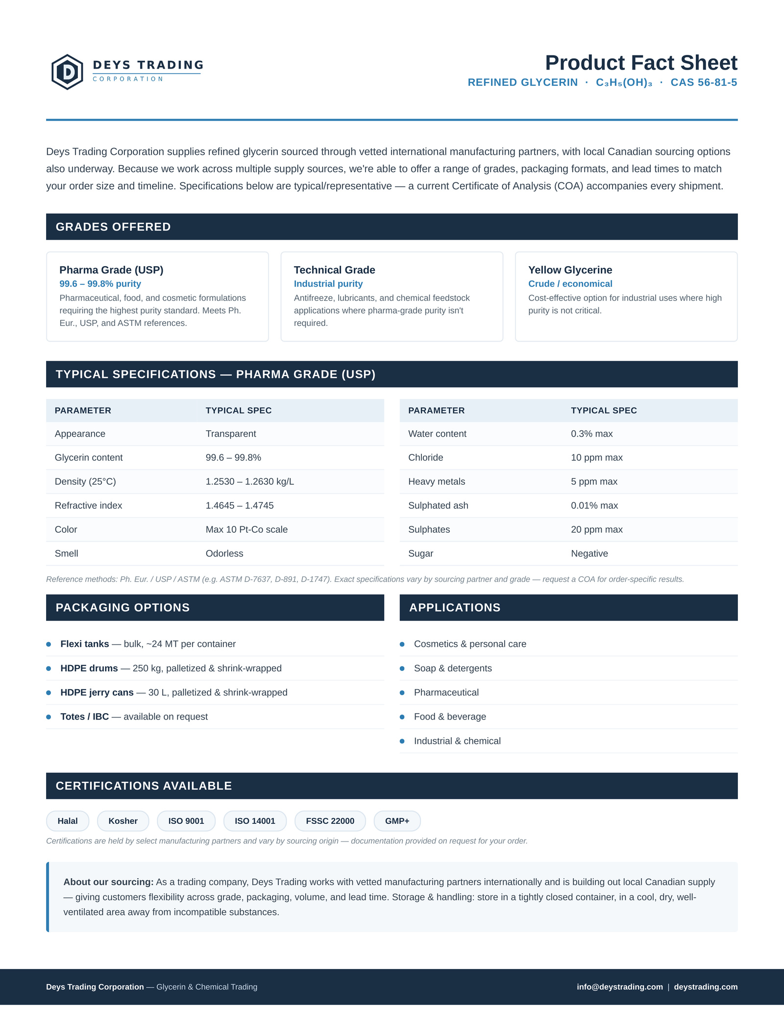 Deys Trading Product Fact Sheet preview